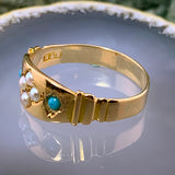 Antique 18K, Turquoise & Pearl Ring