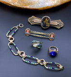 Antique 14K, Diamond & Lapis Ring