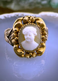 Antique 18K, 14K & Carved Shell Cameo Conversion Ring