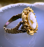 Antique 18K, 14K & Carved Shell Cameo Conversion Ring