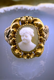 Antique 18K, 14K & Carved Shell Cameo Conversion Ring