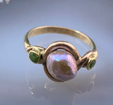 Antique 14K, Emerald & Freshwater Pearl Ring