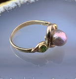 Antique 14K, Emerald & Freshwater Pearl Ring