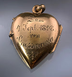 Antique 15K & Hand Painted Enamel Putto Heart Locket