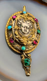 Antique Austro Hungarian Queen Pendant in Vermeil & Paste