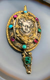 Antique Austro Hungarian Queen Pendant in Vermeil & Paste