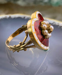 Antique 18K, 14K, Seed Pearl & Enamel Heart Conversion Ring