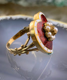 Antique 18K, 14K, Seed Pearl & Enamel Heart Conversion Ring