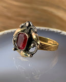 Antique Georgian 14K, Silver & Paste Ruby Conversion Ring