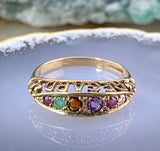 Vintage English 9K & Multi-Stone Regard  Acrostic Ring
