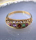 Vintage English 9K & Multi-Stone Regard  Acrostic Ring