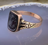 Antique 14K & Carved Carnelian Cameo  Ring
