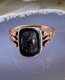 Antique 14K & Carved Carnelian Cameo  Ring