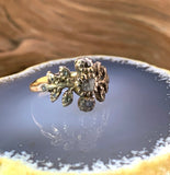Antique 14K, Silver & Rose Cut Diamond Floral Ring