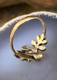 Antique 14K, Silver & Rose Cut Diamond Floral Ring