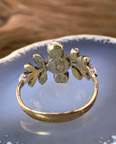 Antique 14K, Silver & Rose Cut Diamond Floral Ring