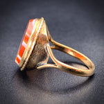 Antique 9K & Banded Agate Ring