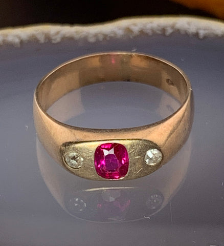 Estate 14K, Diamond & Ruby Ring
