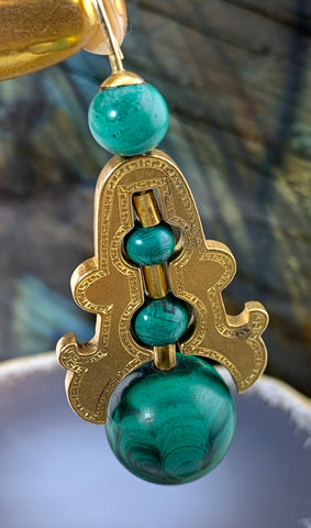 Antique 18K & Malachite Pendant