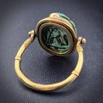 Antique 14K & Faience Scarab Flip Ring