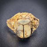 14K & Ancient Carved Scarab Conversion Ring on Replica Shank