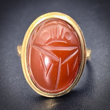 Antique 10K & Carved Carnelian Scarab Ring