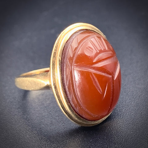 Diamond set gold and carnelian signet ring, Germany late 18th century -  Ref.103307