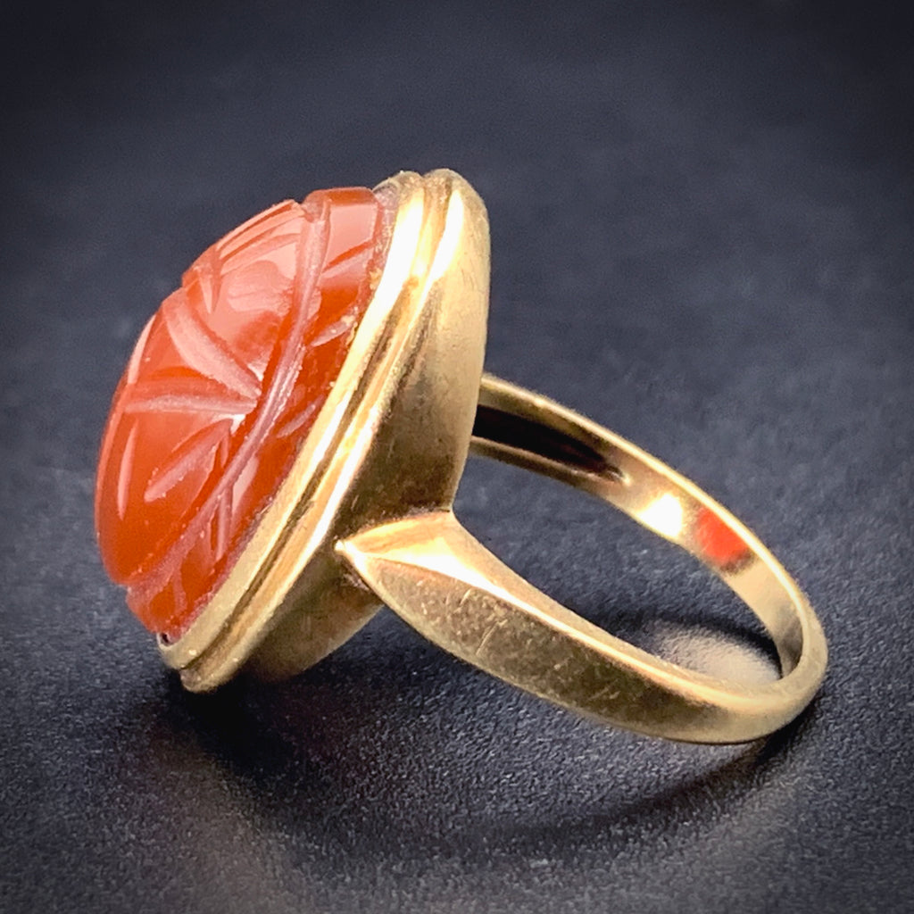 My antique carnelian locket spinner ring with a big carved script K in... |  TikTok