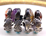 Koven Kreation Egyptian Revival Sterling Silver & Semi Precious Stone Scarab Flip Ring