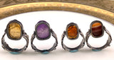 Koven Kreation Egyptian Revival Sterling Silver & Semi Precious Stone Scarab Flip Ring