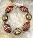 Antique Scottish Silver, Agate & Citrine Bracelet