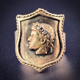 Antique 14K & Diamond Caesar Shield Ring
