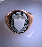 Antique 12K & Hard Stone Cameo Signet Ring