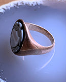 Antique 12K & Hard Stone Cameo Signet Ring