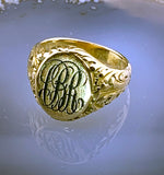 Antique 14K& Enamel Monogrammed Ring