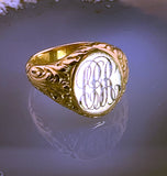 Antique 14K& Enamel Monogrammed Ring