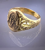 Antique 14K& Enamel Monogrammed Ring