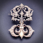 Antique Silver Fleur De Lis & Gargoyle Modified Brooch