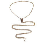 Antique 10K Gold Longarde Chain W/10K & Seed Pearl Slide