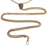 Antique 10K Gold Longarde Chain W/10K & Seed Pearl Slide