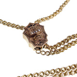 Antique 10K Gold Longarde Chain W/10K & Seed Pearl Slide