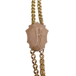Antique 10K Gold Longarde Chain W/10K & Seed Pearl Slide