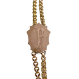 Antique 10K Gold Longarde Chain W/10K & Seed Pearl Slide