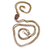 Antique 10K Gold Longarde Chain W/10K & Seed Pearl Slide