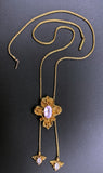 Antique 18K, Topaz & Spinel Slide Necklace