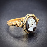 Antique 18K & Carved Cameo Nero Ring