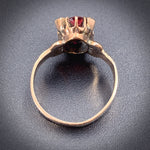 Antique 10K, Garnet & Seed Pearl Ring