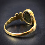 Antique 15K, Seed Pearl & Enamel Ivy Leaf Mourning Ring
