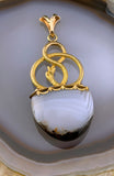 Antique French 18K & Banded Agate Snake Fob