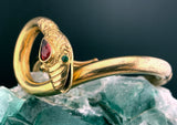 Antique Snake Bracelet in Gold Fill With Paste Stones